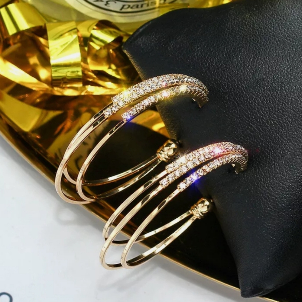 Yellow Gold Hoop Pave Diamond Earrings